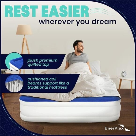 Queen Air Mattress for Camping, Home & Travel - 16 Inch Double Height - Picture 5 of 6